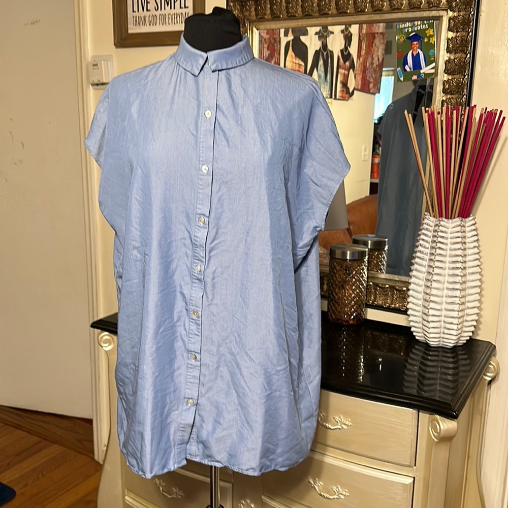 NWOT ZARA BASIC COLLECTION CHAMBRAY SIZE M BLUE COLOR SHORT DRESS